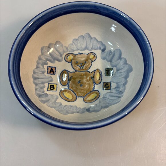 Louisville Pottery Teddy Bear Stoneware Baby Child Bowl Emily Made in USA - Picture 3 of 6